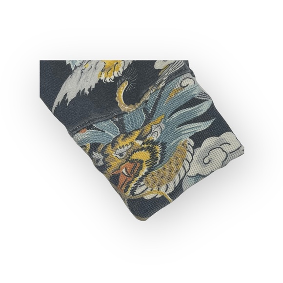 Y2K: Lucky Brand ✵ Asian Inspired Tiger Pagoda Print Zipper Hoodie Sweatshirt ✵M - Picture 6 of 16